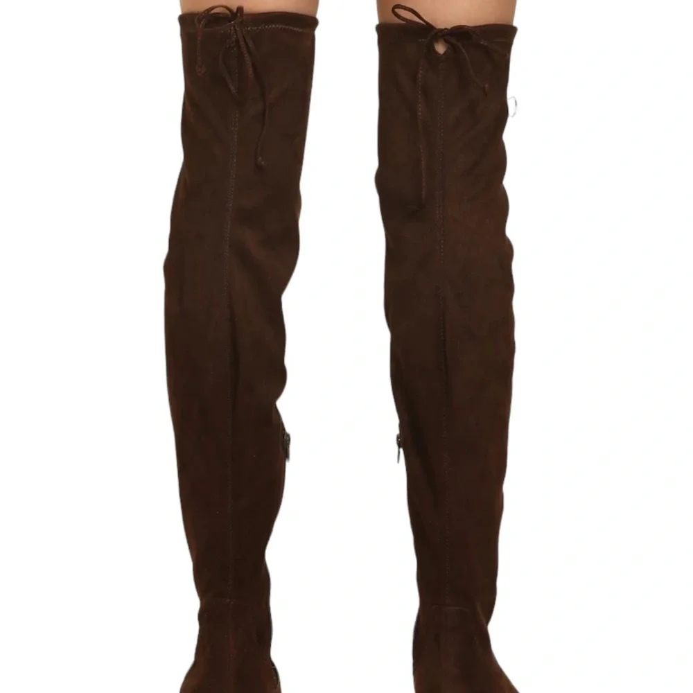 Forever 21 Over the Knee Brown Faux Suede Leather Boots. - Picture 7 of 13